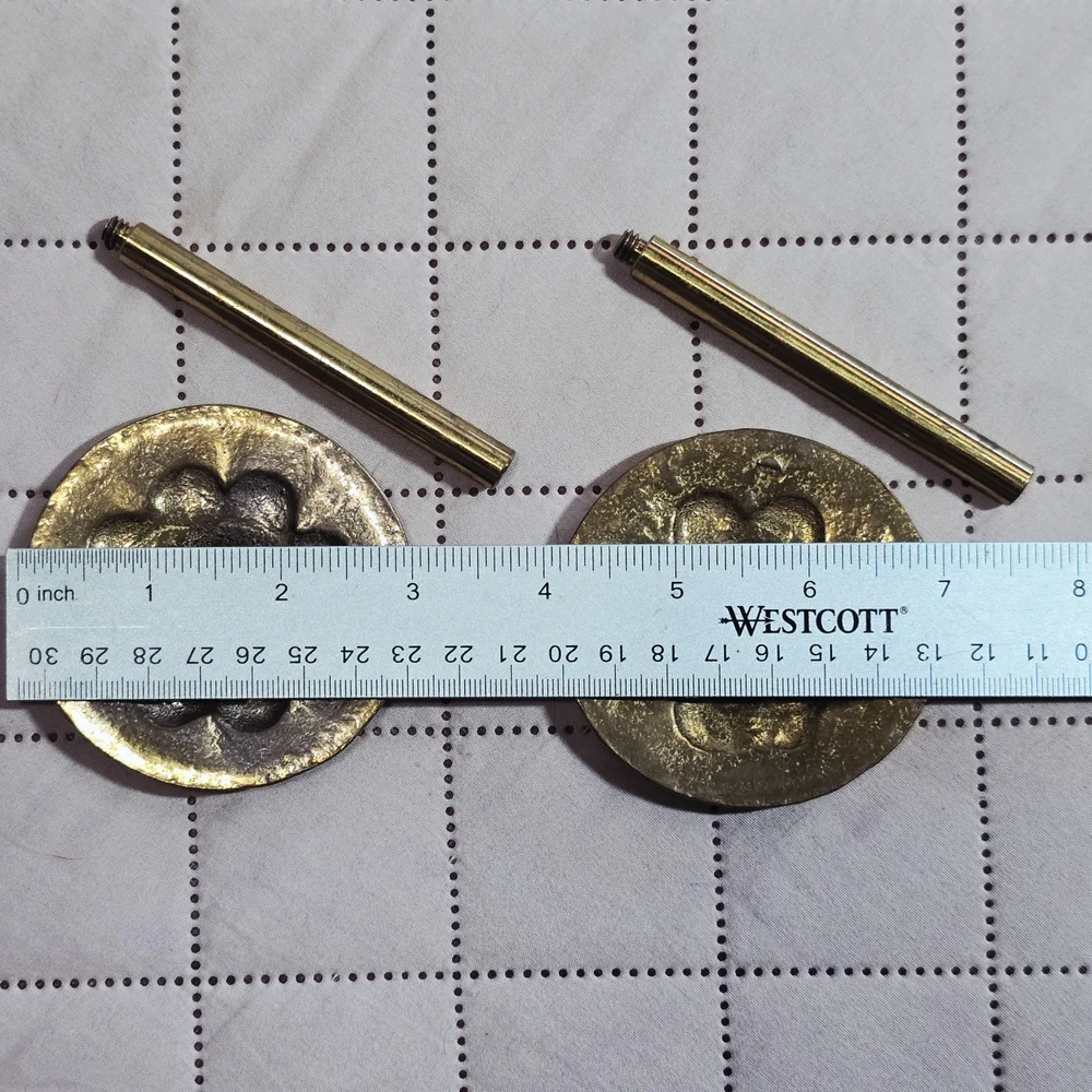 Vintage Brass Floral Rosette Curtain Tiebacks Pair 3.5